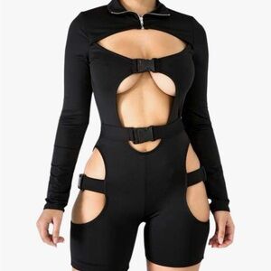 Chic Black Women's Jumpsuit with Buckle Detail